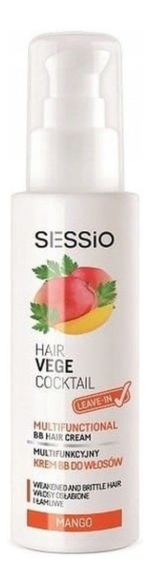 Hair Vege Cocktail Multifunctional BB Hair Crem multifunkcyjny krem BB do włosów osłabionych i łamliwych Mango