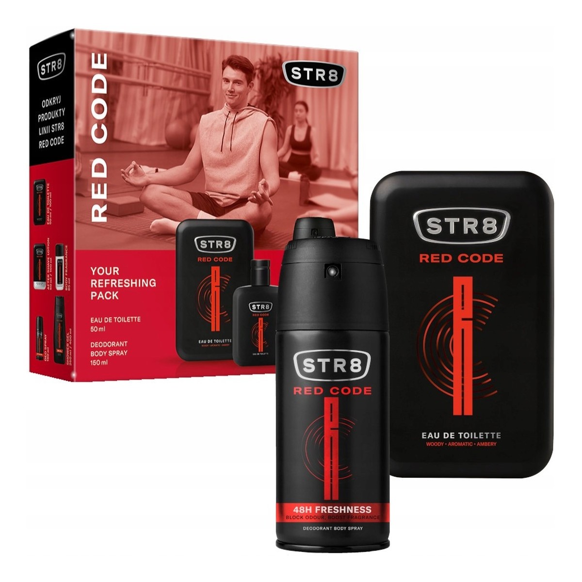 STR8 Red Code Zestaw prezentowy Woda toaletowa 50ml+Dezodorant spray 150ml