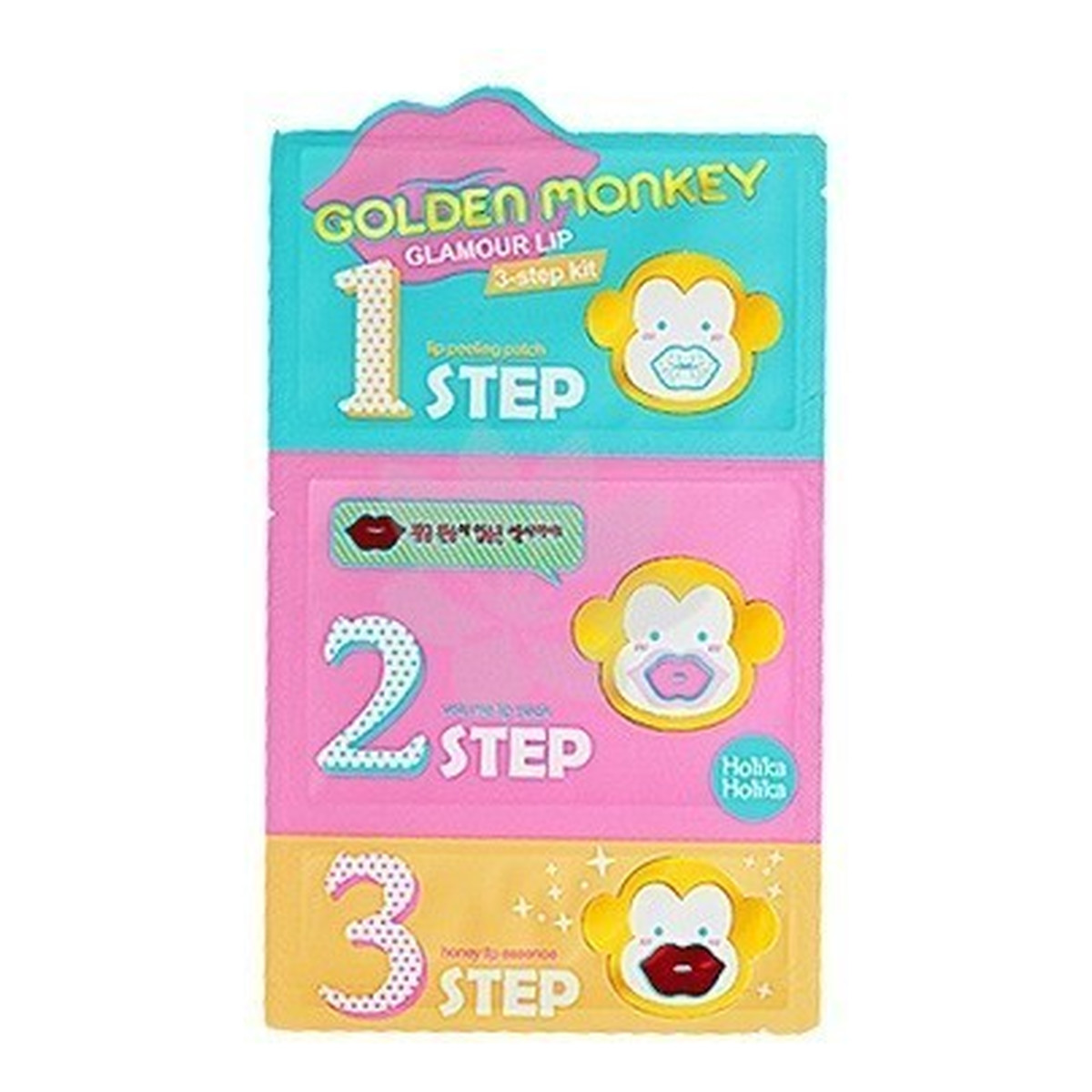 Holika Holika Golden Monkey Glamour Lip 3-Step Kit Trójstopniowa Regeneracja Ust
