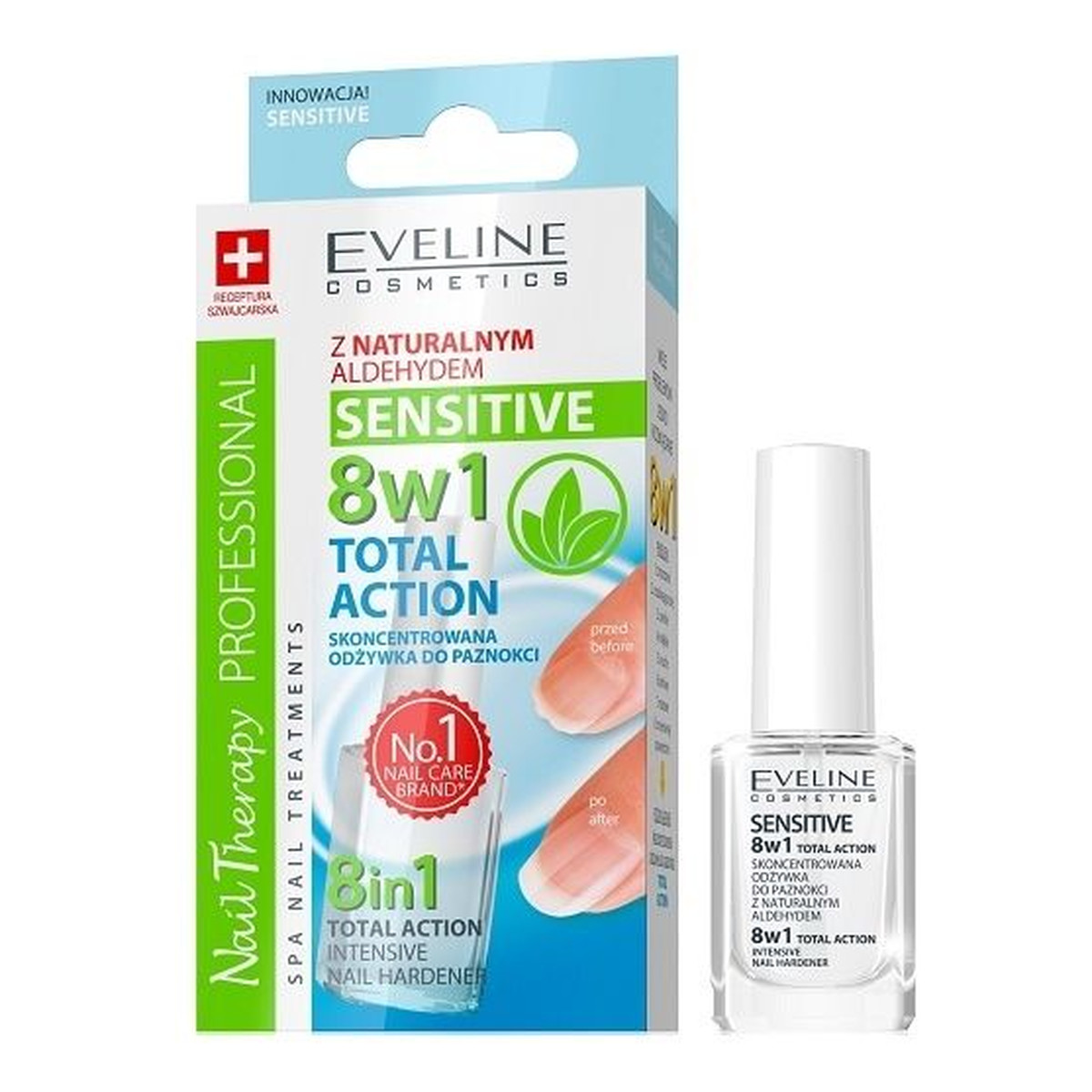 Eveline Nail Therapy Lakier odżywka Total Action 8w1 Sensitive 12ml