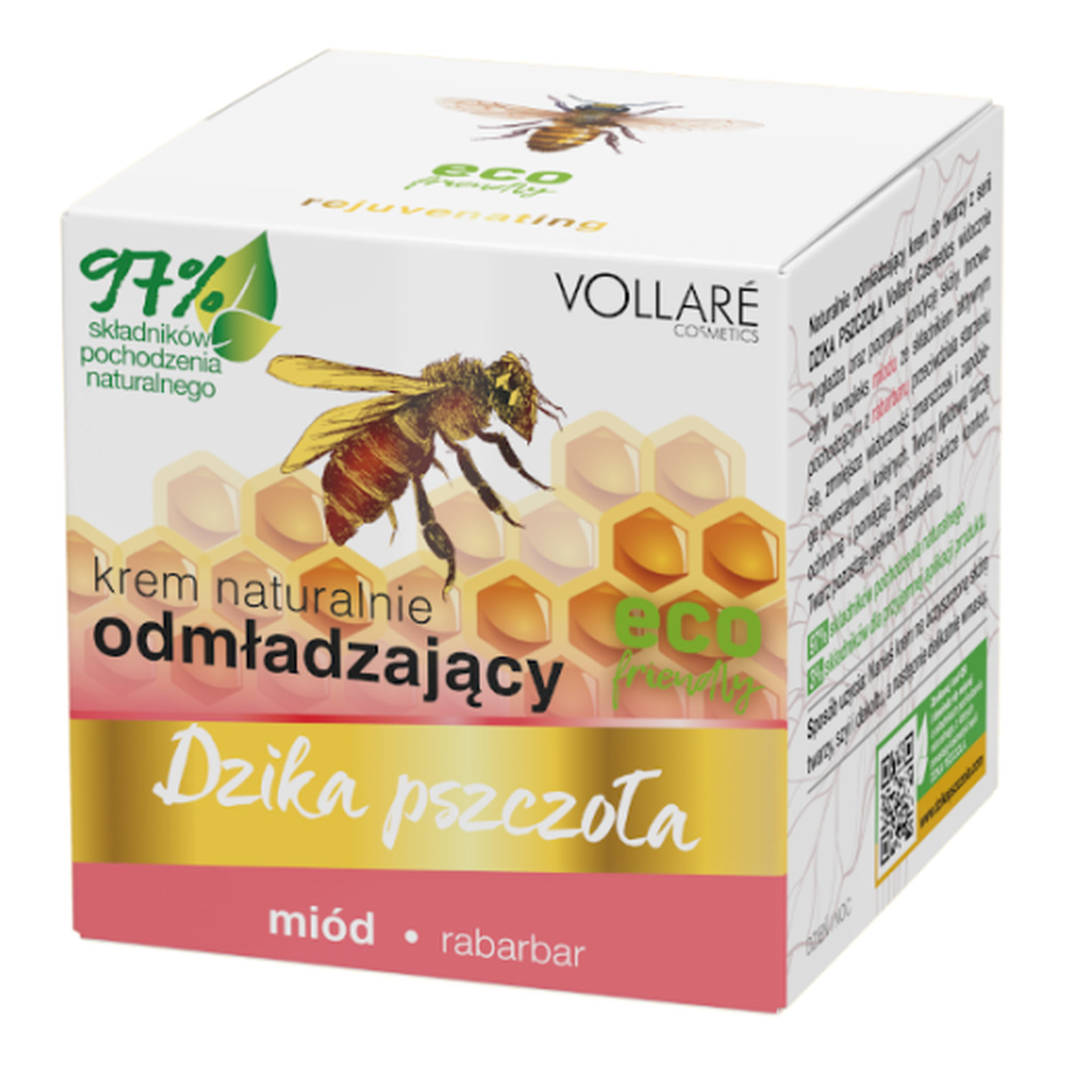 Vollare Cosmetics DZIKA PSZCZOŁA KREM NATURALNIE ODMŁADZAJĄCY DO TWARZY - MIÓD, RABARBAR 50ml
