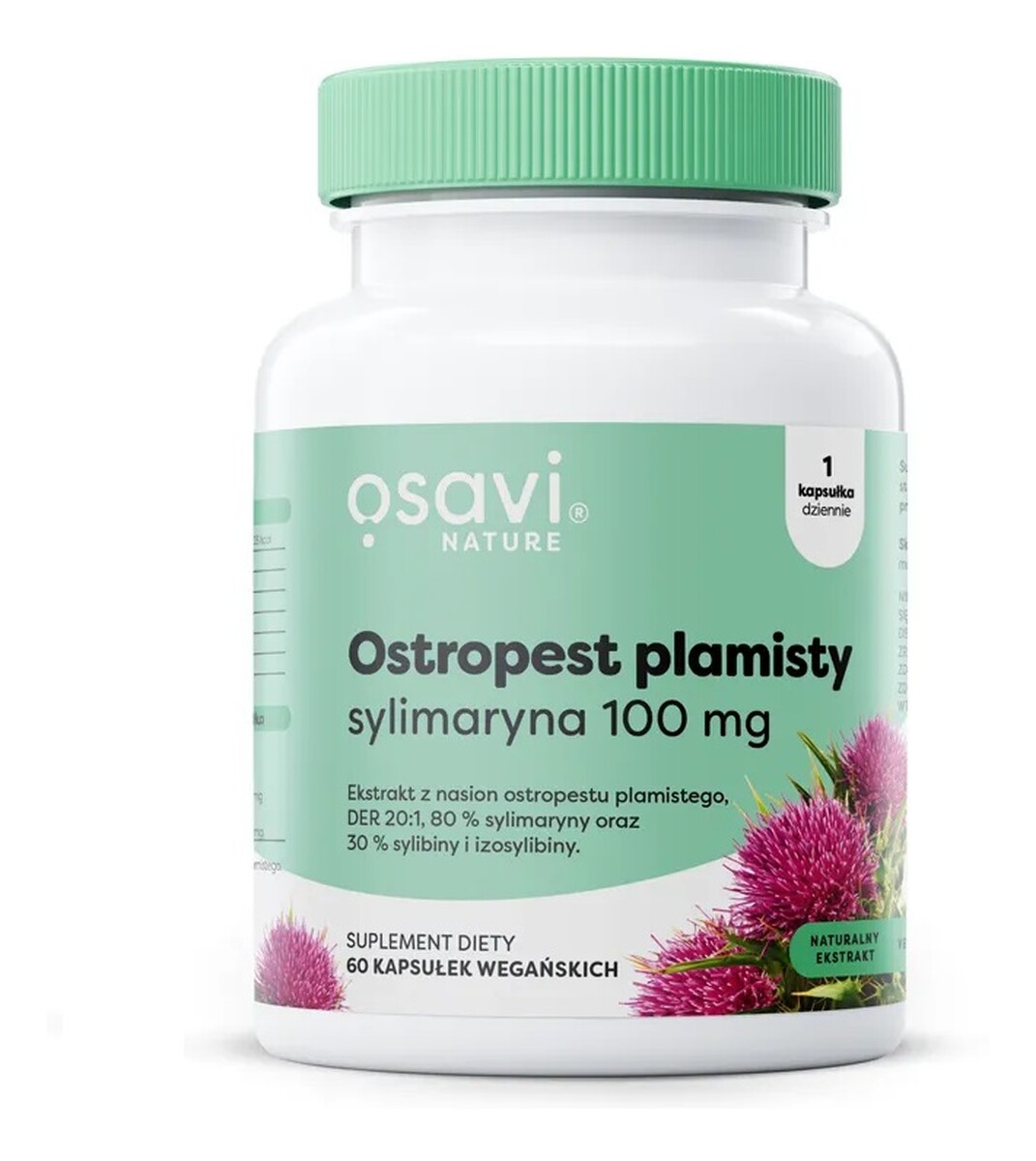 Ostropest plamisty + sylimaryna 100mg suplement diety 60 kapsułek