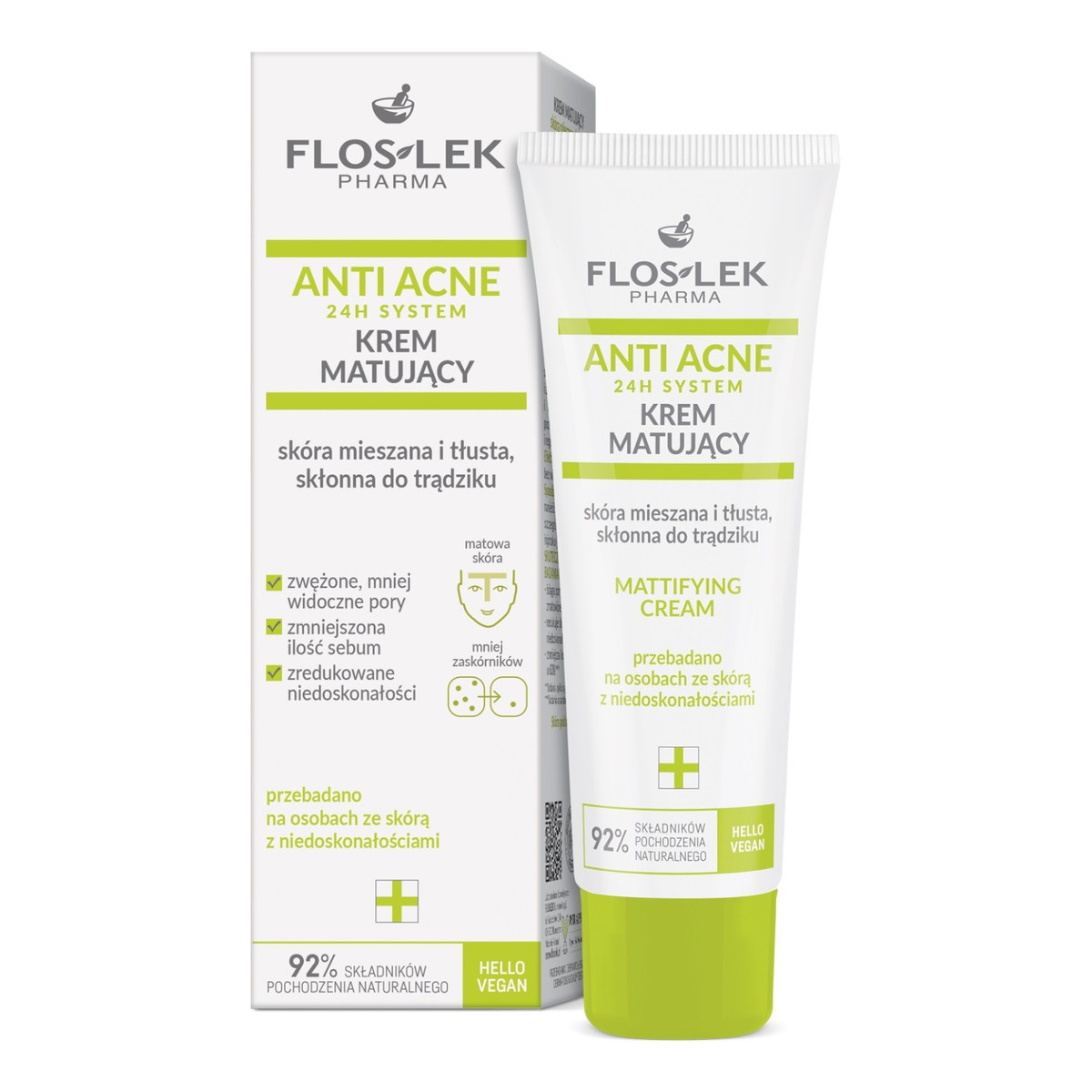 FlosLek ANTI ACNE 24H SYSTEM Krem matujący do cery mieszanej,tłustej skłonnej do trądziku 50ml