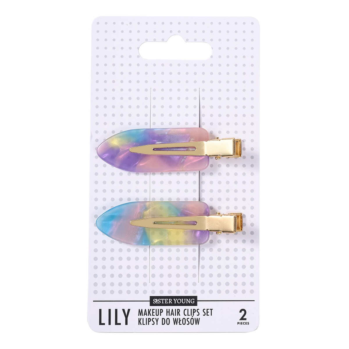 Sister Young Lily klipsy do włosów do makijażu pink purple 2szt