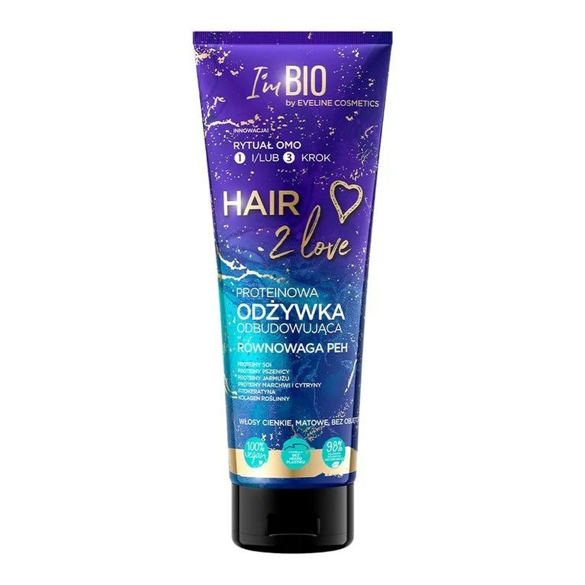 Eveline HAIR 2 LOVE Proteinowa Odżywka Odbudowująca Do Włosów 250ml