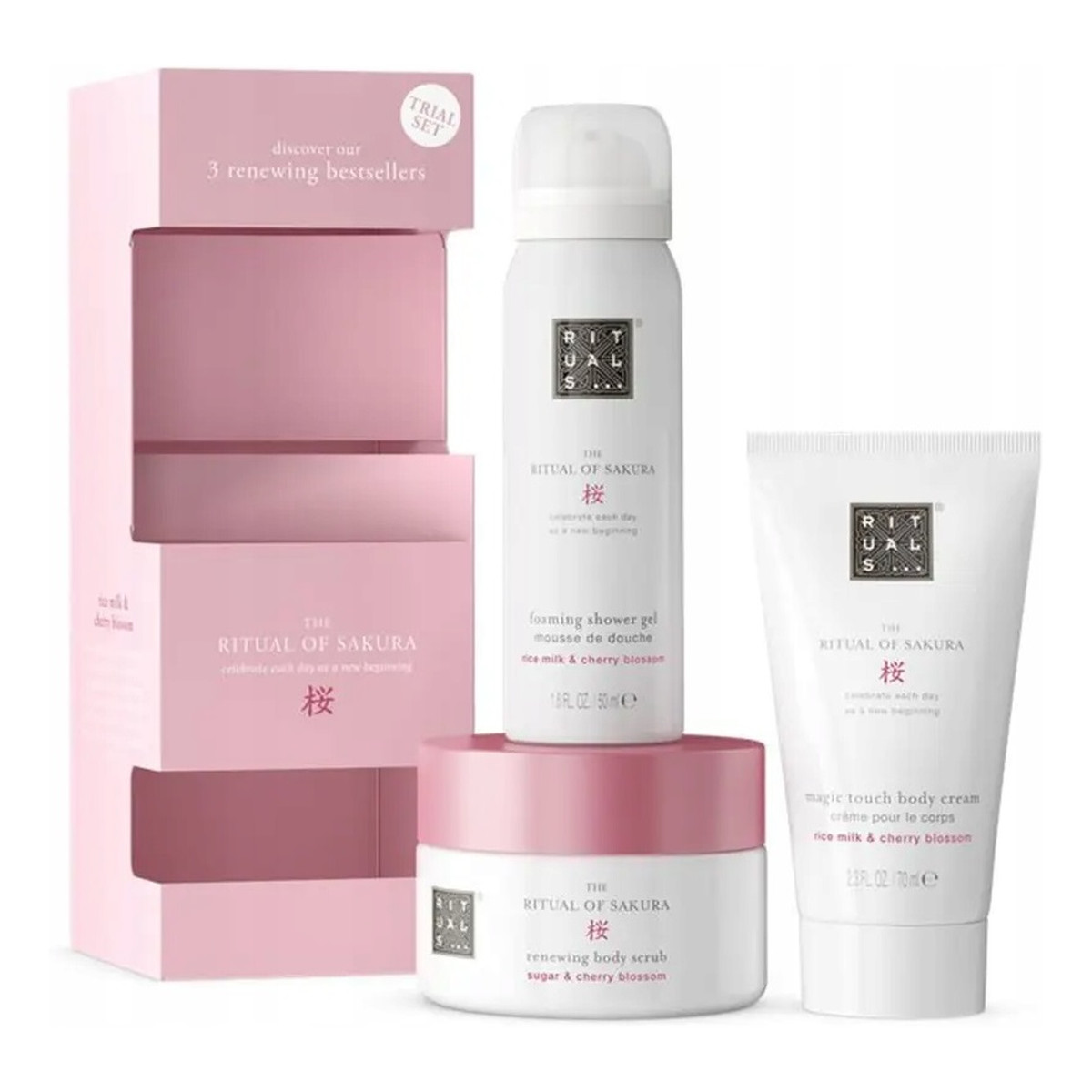 Rituals The Ritual Of Sakura Pianka pod prysznic 50 ml + Peeling do ciała 125 ml + Krem do ciała 70ml