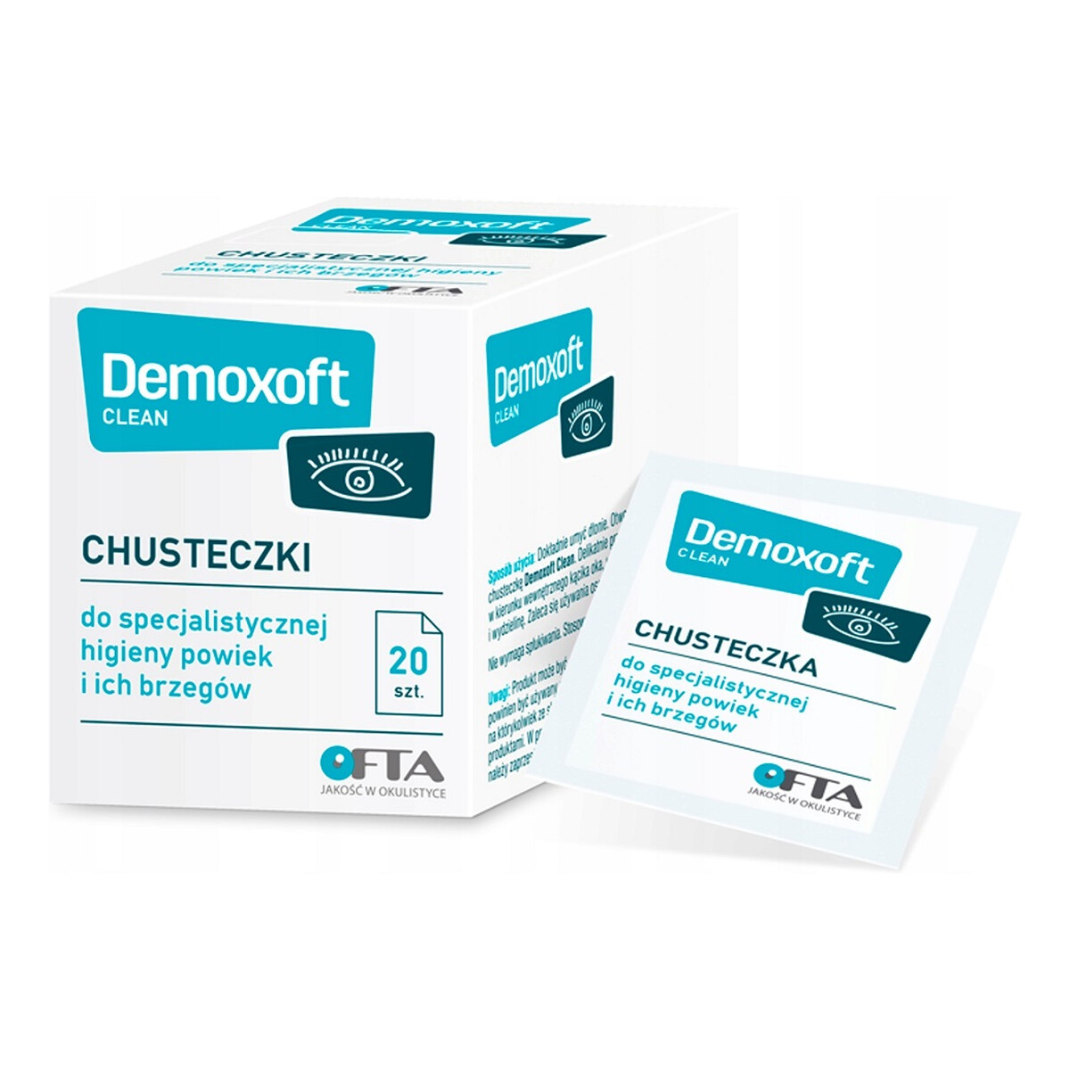 Demoxoft Clean chusteczki do pielęgnacji powiek 20szt