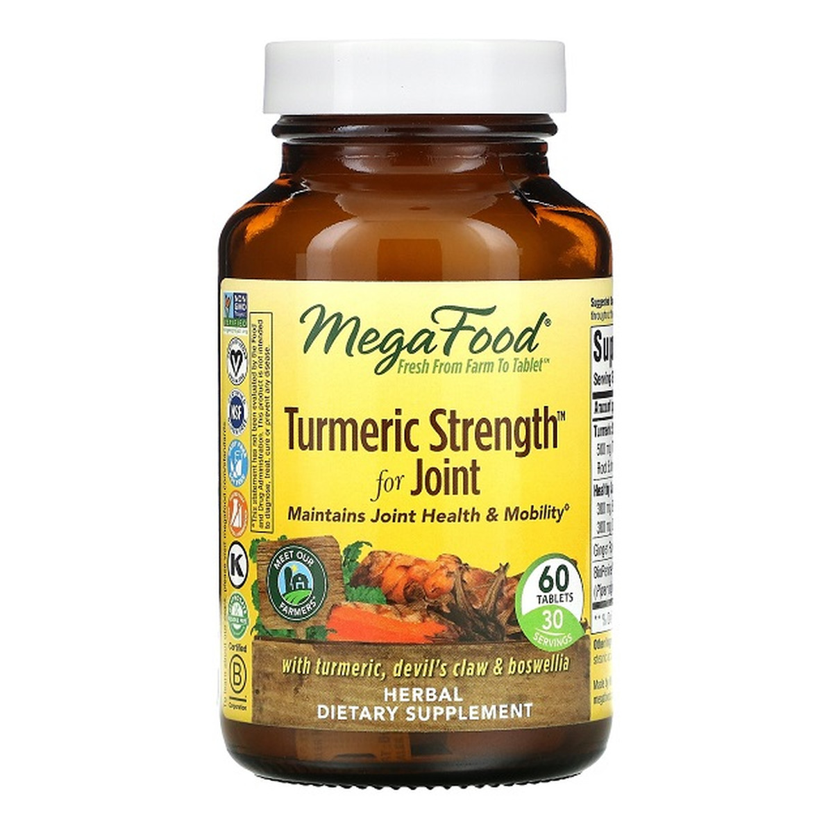 Mega Food Turmeric strength for joint kurkuma na wzmocnienie stawów suplement diety 60 tabletek