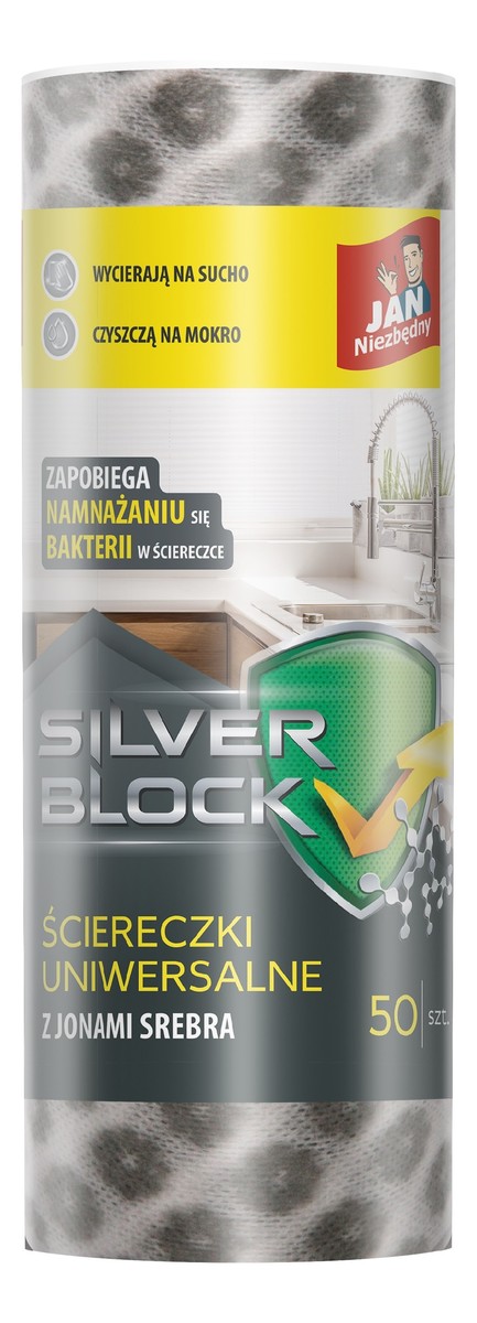 Jan niezbędny ściereczki na rolce silver block 50 sztuk