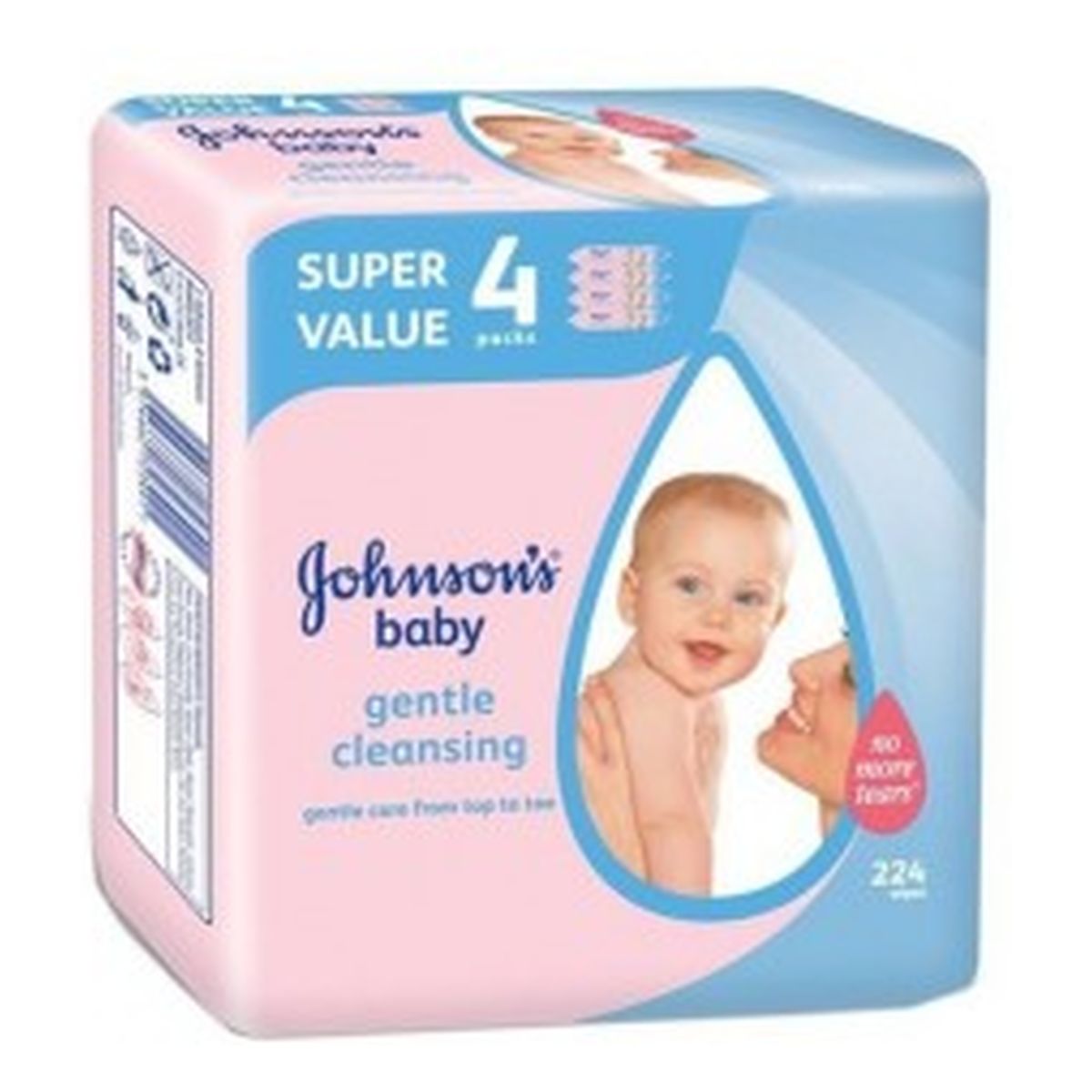 Johnson & Johnson Baby Gentle Cleasing Delikatne Chusteczki Oczyszczające 4 x 56szt.