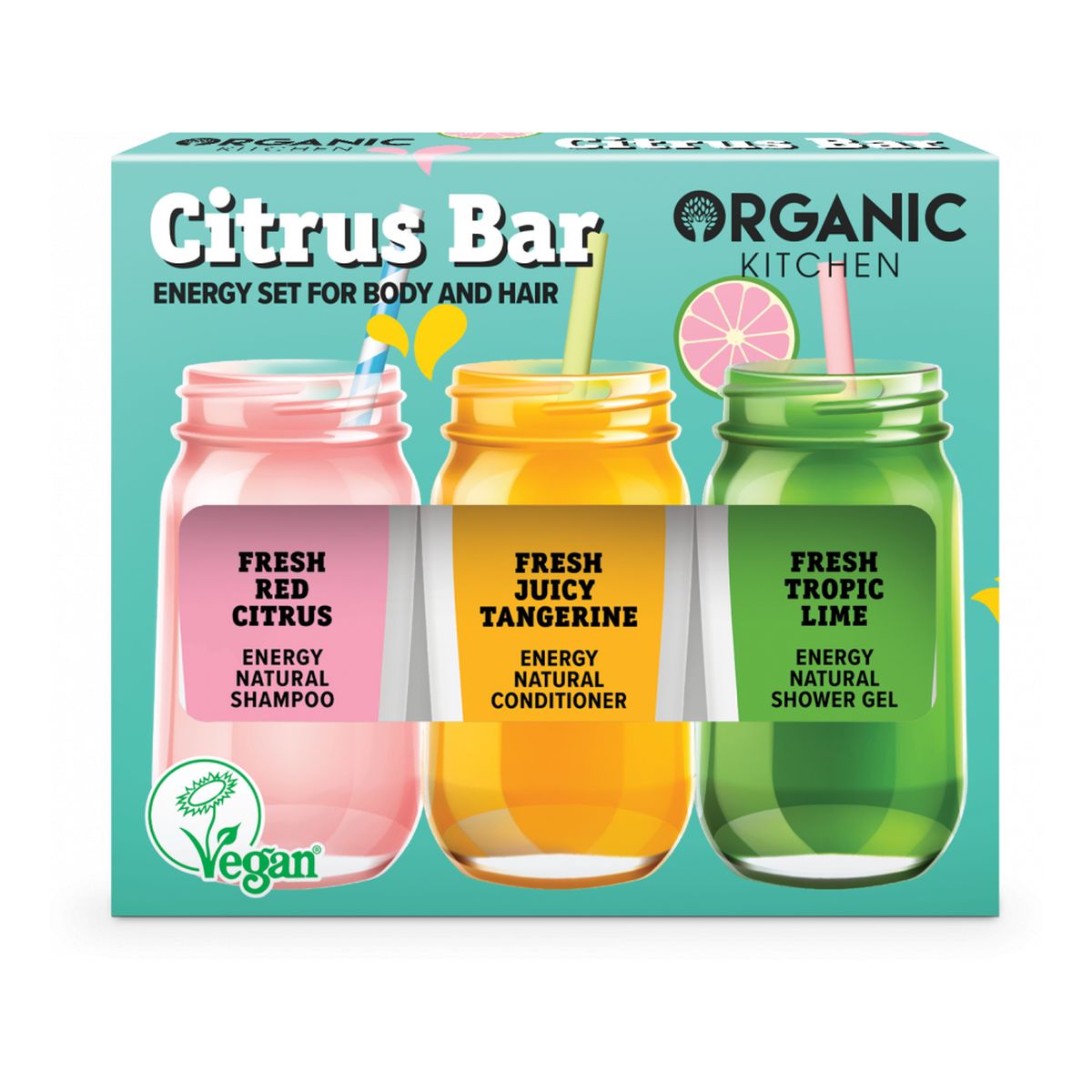 Organic Kitchen Zestaw energetyczny do ciała i włosów Citrus 3x100 ml