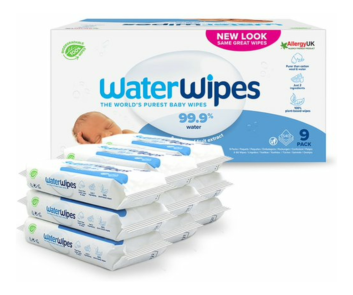 Chusteczki nawilżane dla dzieci BIO 99,9% wody i kropla ekstraktu owocowego 60 szt x 9 (540szt)