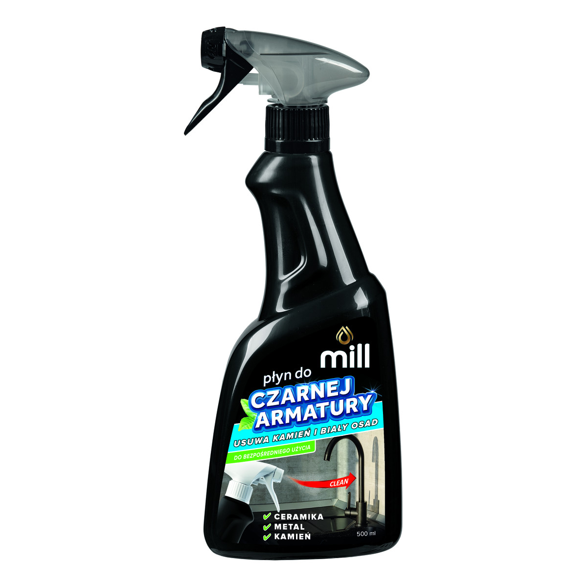 Mill Clean Płyn do czarnej armatury usuwa kamień i biały osad 500ml
