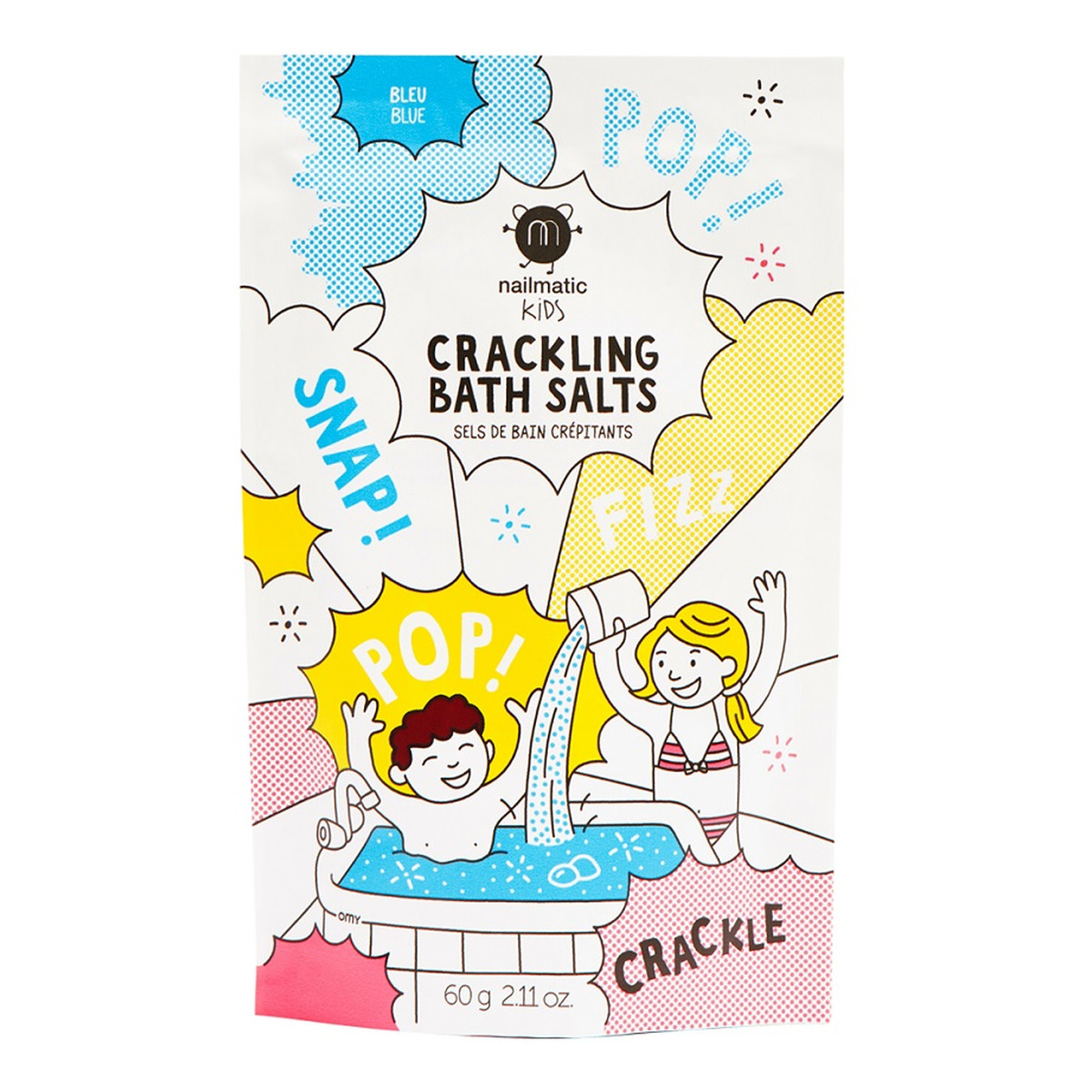 Nailmatic Kids crackling bath salts musująca sól do kąpieli dla dzieci blue 60g
