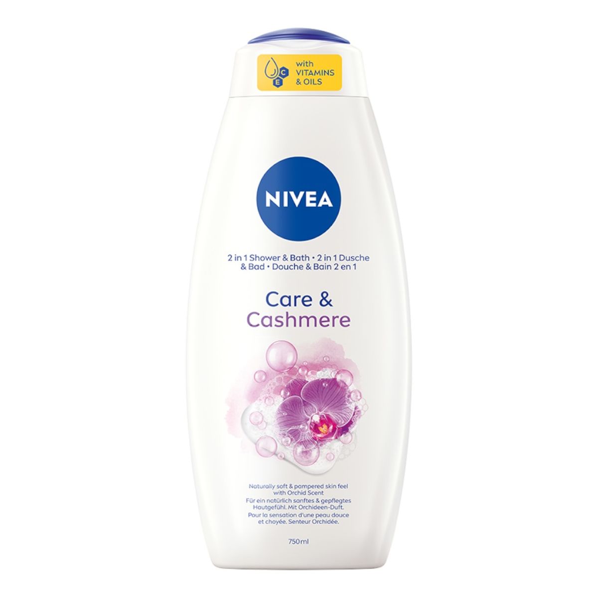 Nivea Care & Cashmere Żel pod prysznic i płyn do kąpieli 2w1 750ml