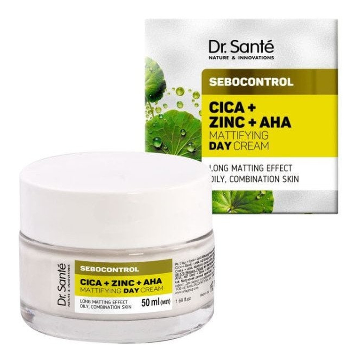 Dr. Sante Sebocontrol Cica + Zinc + AHA Matujący Krem Na Dzień Do Skóry Tłustej 50ml