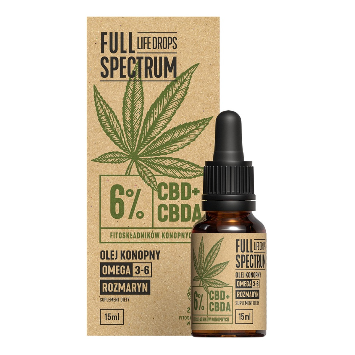 Full Spectrum Olejek konopny cbd + cbda 6% krople 15ml