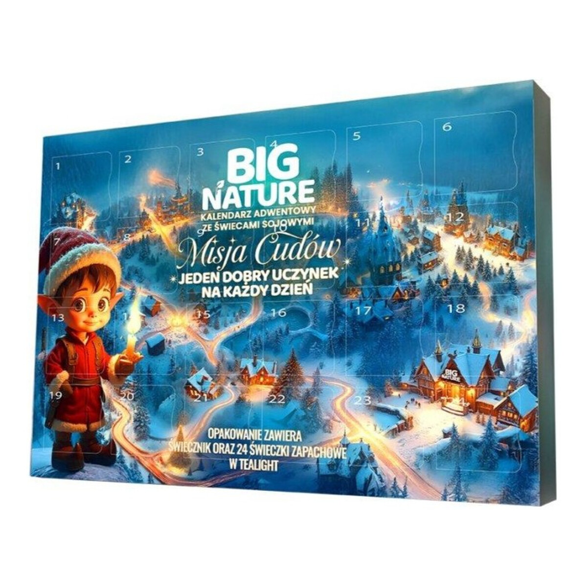 Big Nature Misja cudów kalendarz adwentowy ze świecami sojowymi i świecznikiem 24szt