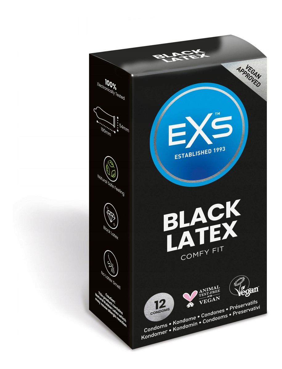 Comfy fit black latex condoms prezerwatywy z czarnego lateksu 12szt.