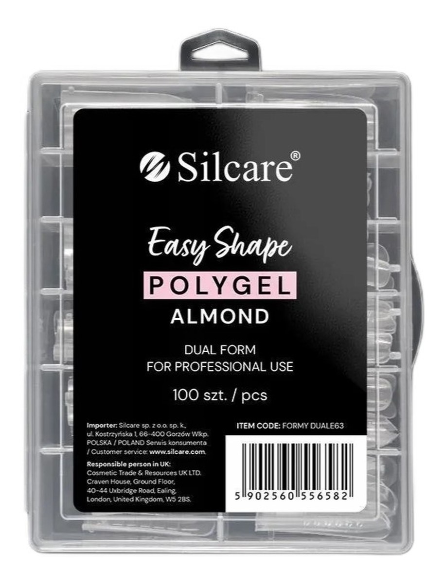 Easy shape polygel formy do akrylożelu clear dual almond 100szt.