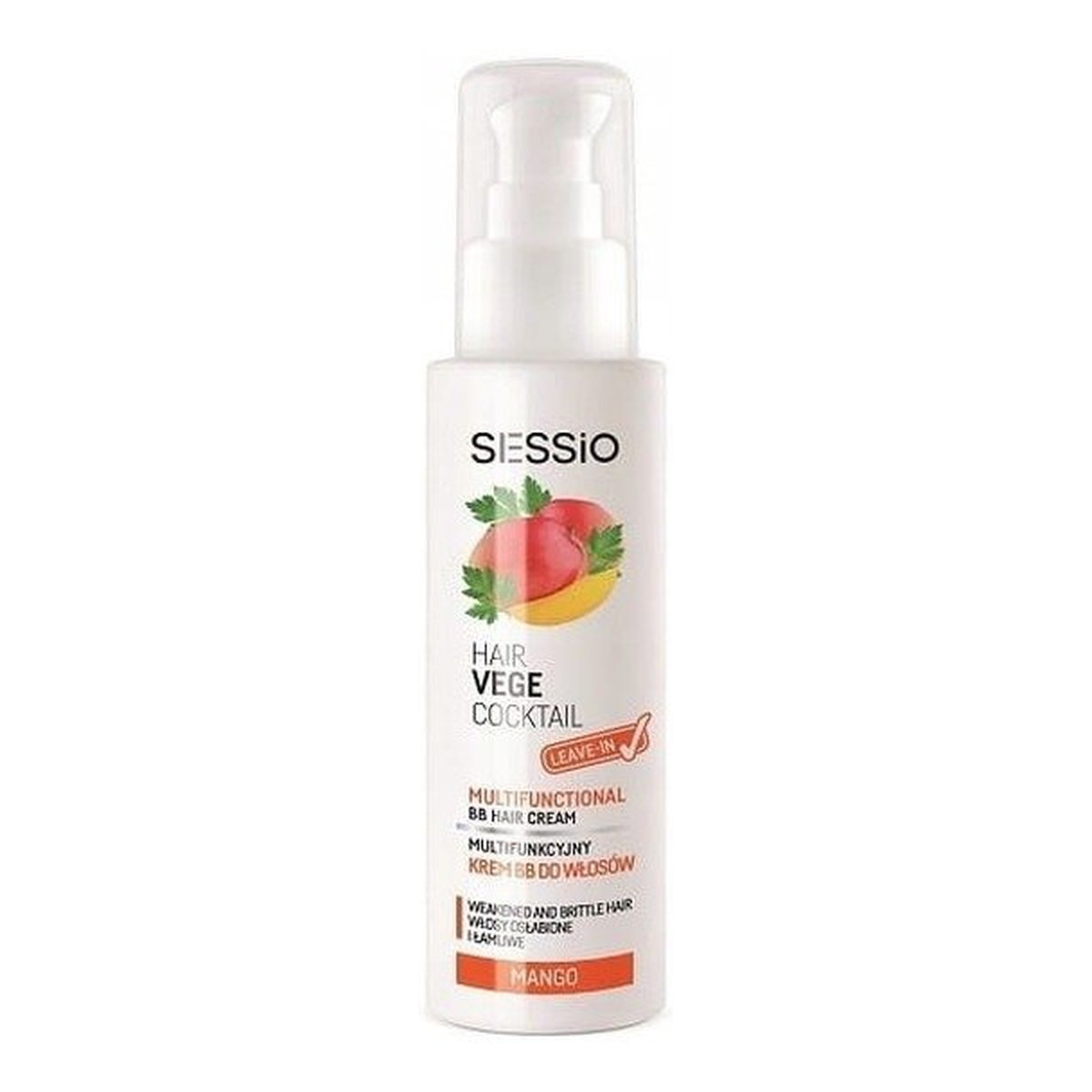 Sessio Hair Vege Cocktail Hair Vege Cocktail Multifunctional BB Hair Crem multifunkcyjny krem BB do włosów osłabionych i łamliwych Mango 100ml