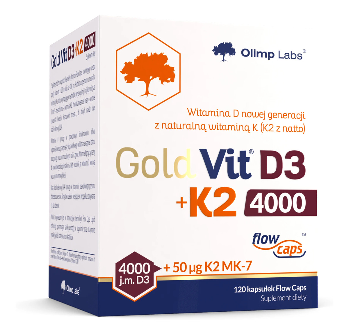 Gold-Vit D3+K2 suplement diety 4000 IU 120 kaps