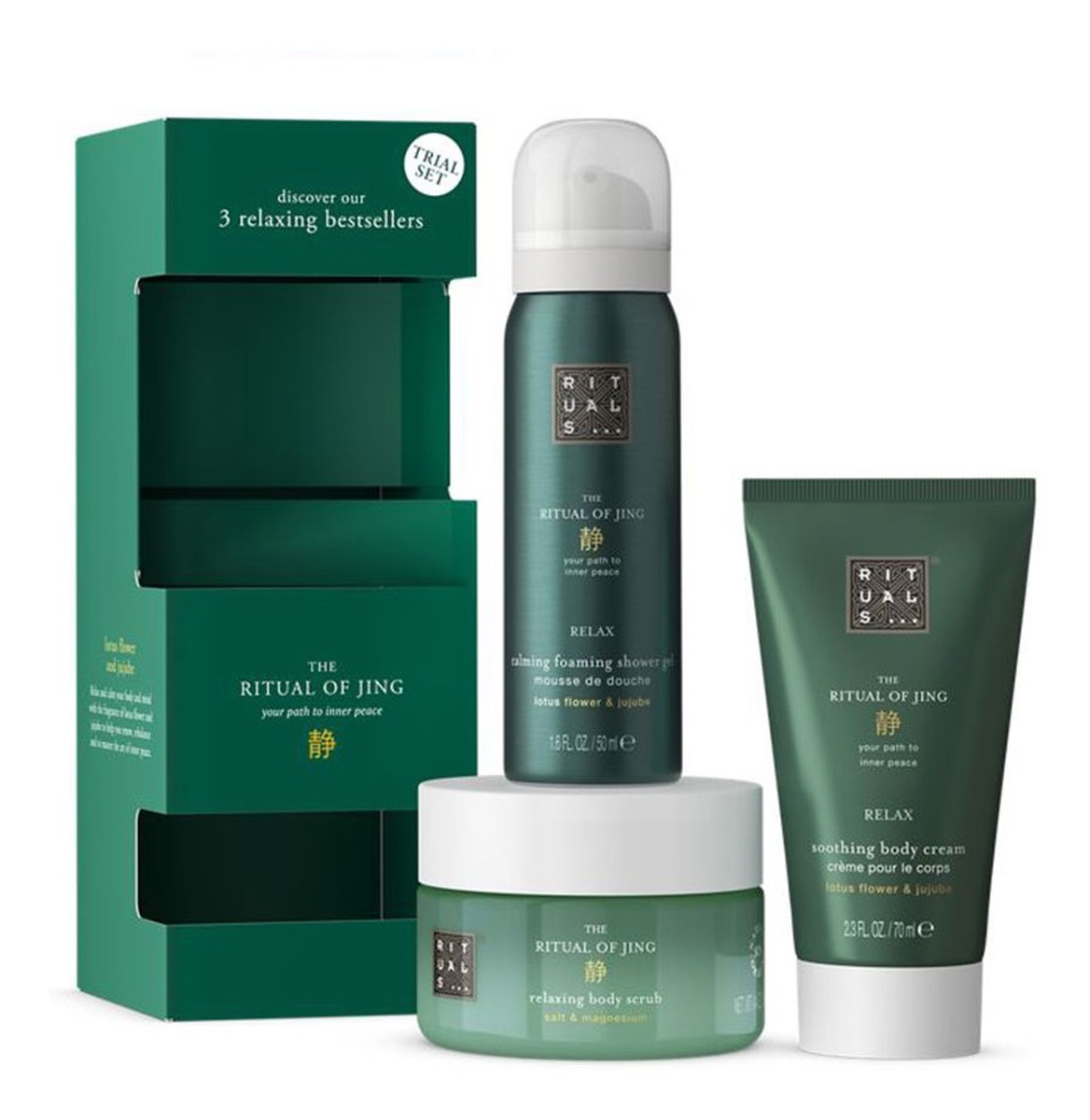 peeling do ciała 125gr + krem do ciała 70ml + pieniący żel pod prysznic 50ml