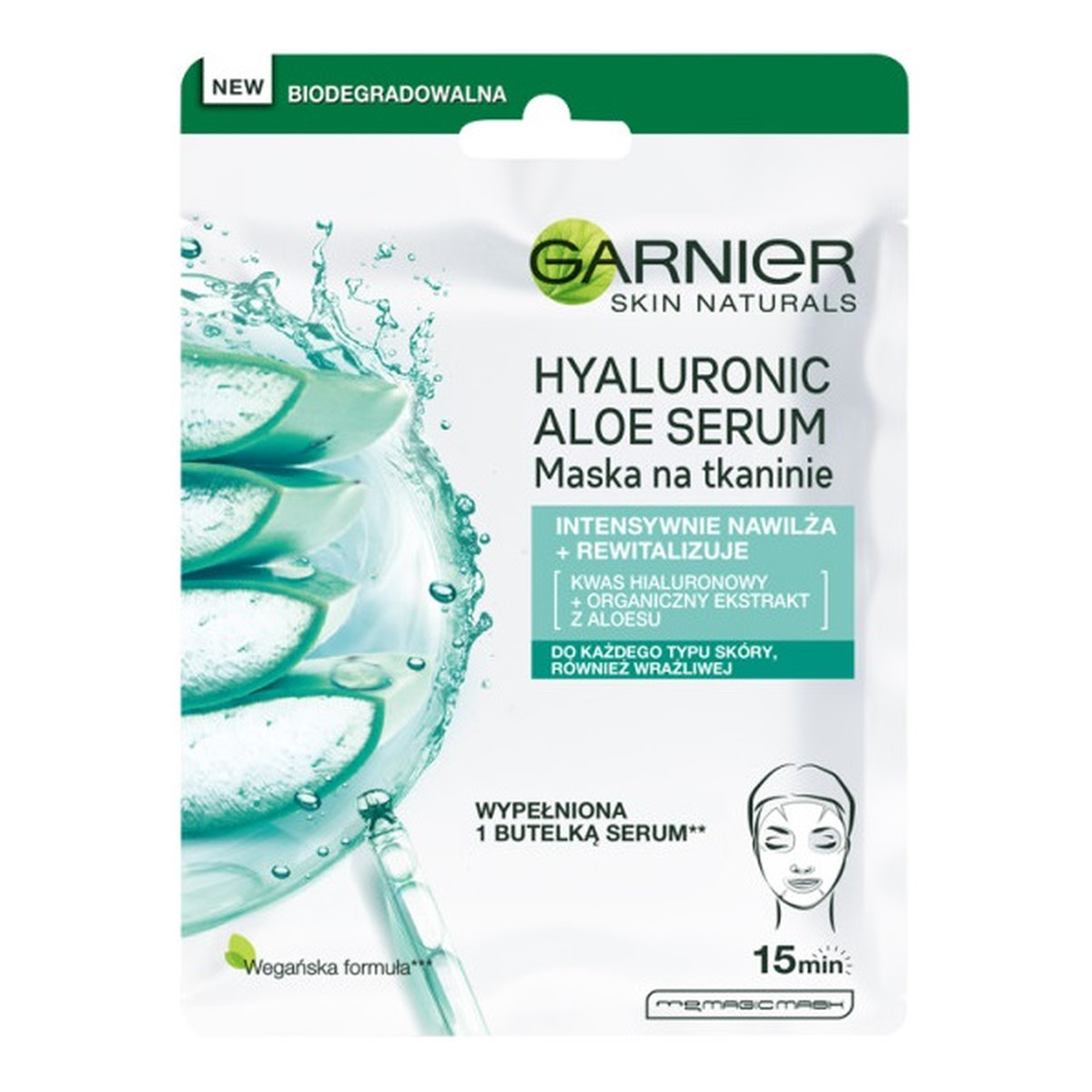 Garnier Hyaluronic Aloe Serum rewitalizująca maska na tkaninie z kwasem hialuronowym i organicznym ekstraktem z aloesu 28g