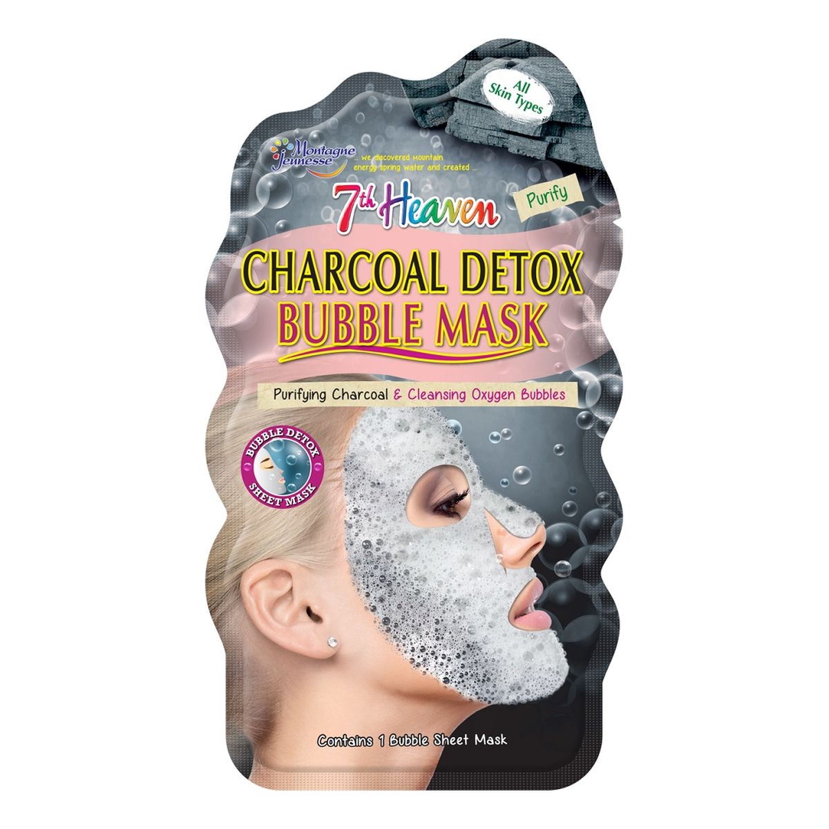 7th Heaven Charcoal Detox Bubble Mask Detoksykująca węglowa maseczka bąbelkowa w płachcie do każdego typu skóry