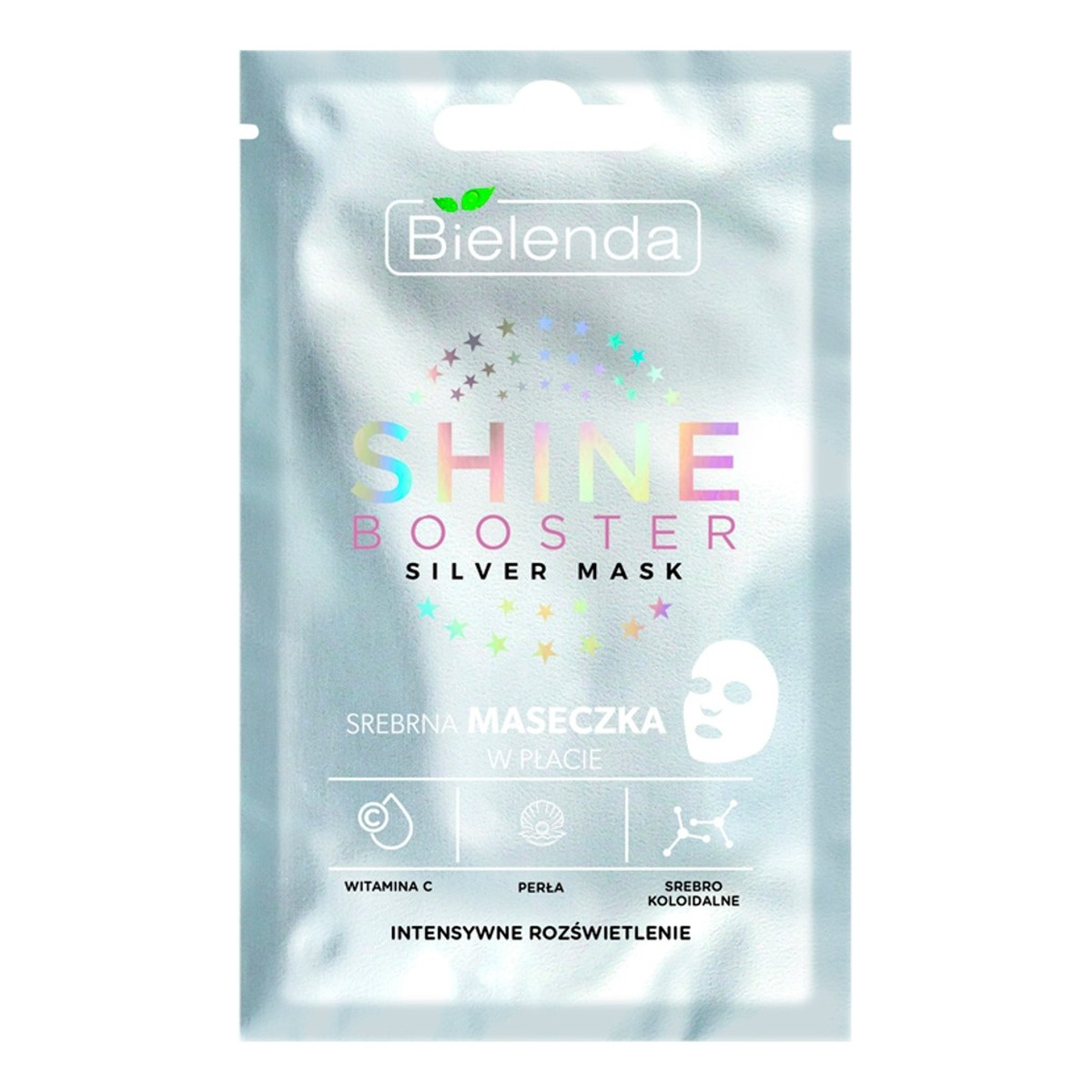 Bielenda Srebrna Maseczka w płacie intensywnie rozświetlająca Shine Booster 8g