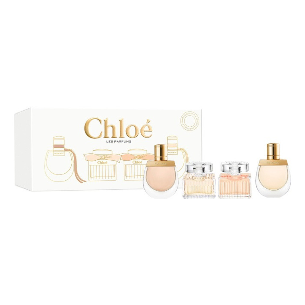 Chloe Les Parfums Zestaw chloe woda perfumowana 5ml + nomade woda perfumowana 5ml + nomade woda toaletowa 5ml + rose tangerine woda toaletowa 5ml