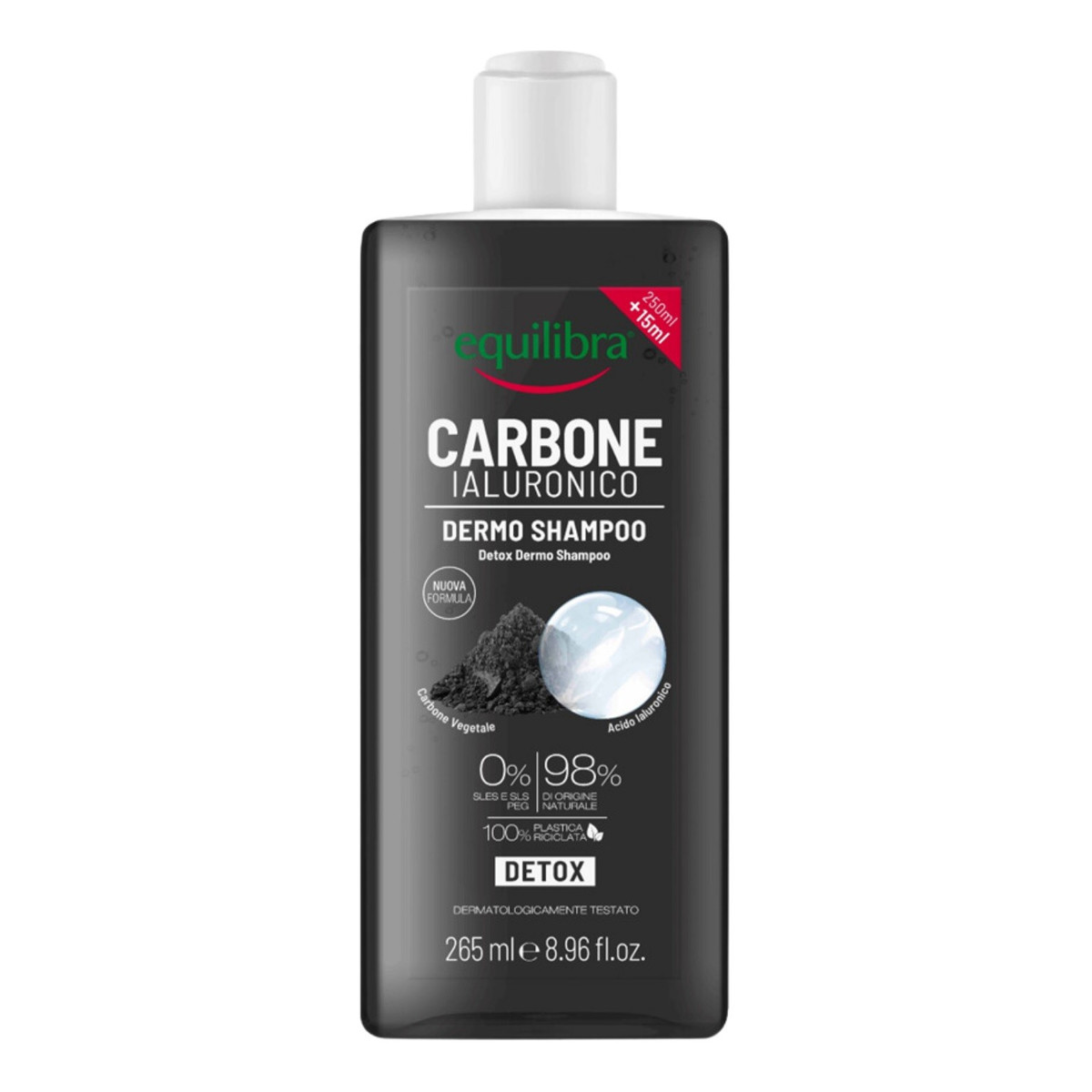 Equilibra Carbone Attivo oczyszczający Szampon do włosów z aktywnym węglem Detox 250ml