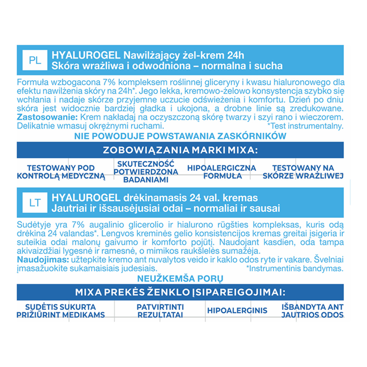 Mixa Hyalurogel Krem Intensywnie Nawilżający Do Twarzy Skóra Wrażliwa i Odwodniona 50ml