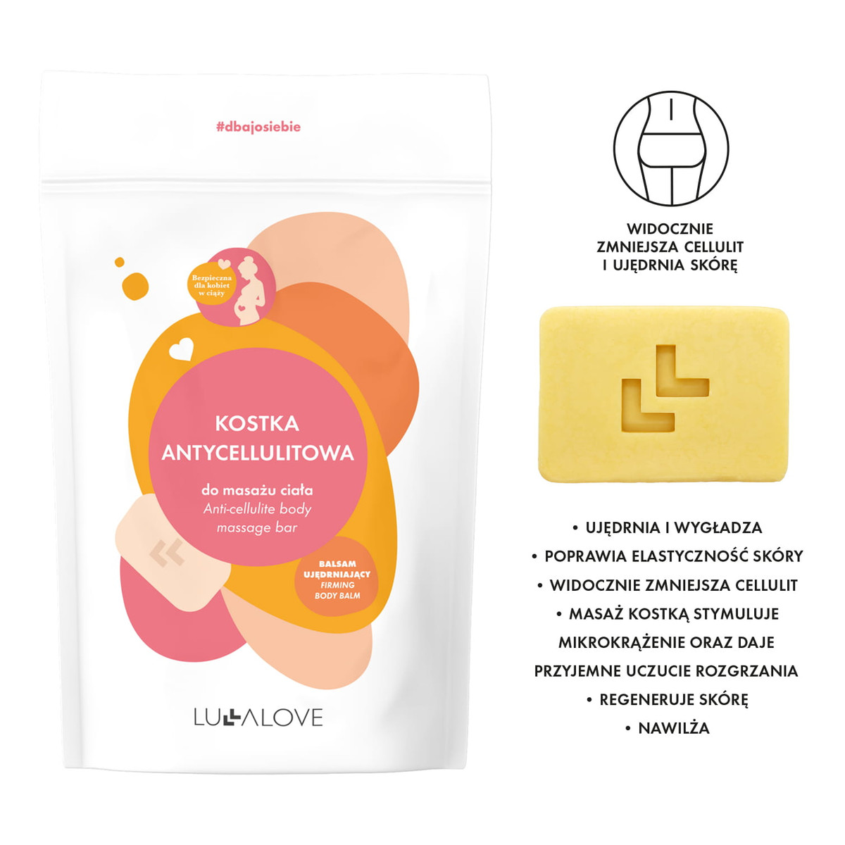 Lullalove Antycellulitowa kostka do masażu ciała 70g
