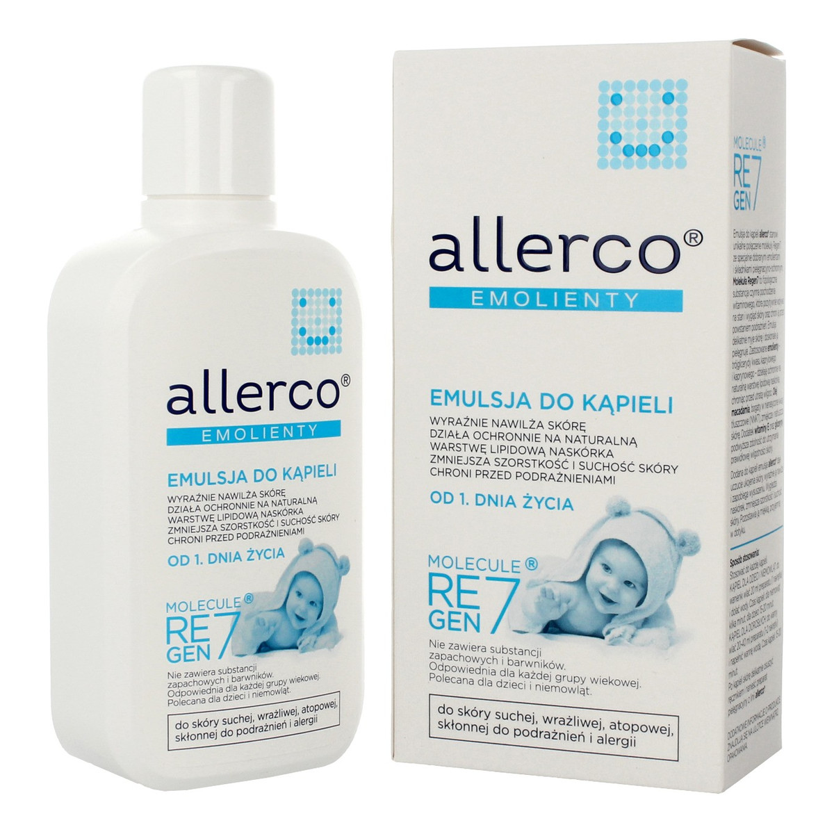 Allerco Emolienty Emulsja do kąpieli dla dzieci i niemowląt dla skóry suchej,wrażliwej i atopowej 400ml
