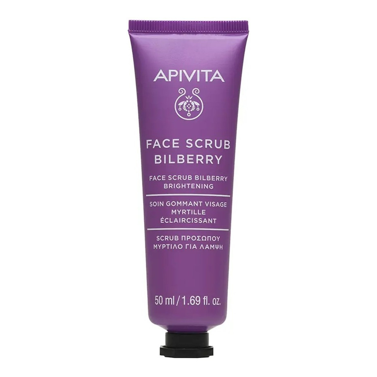 Apivita Face scrub bilberry brightening delikatny peeling rozświetlający do twarzy borówka 50ml