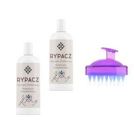 Rypacz - szampon chelatujący proteinowo-humektantowy 2x250ml + OnlyBio masażer do skóry głowy