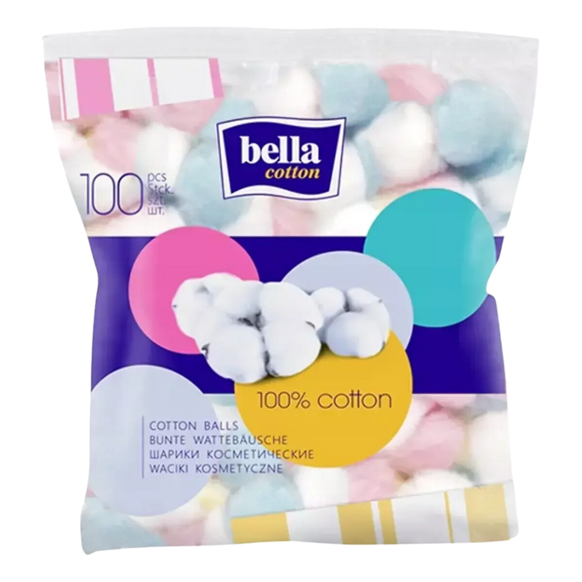 Bella Waciki kosmetyczne kolorowe 100 szt 50g