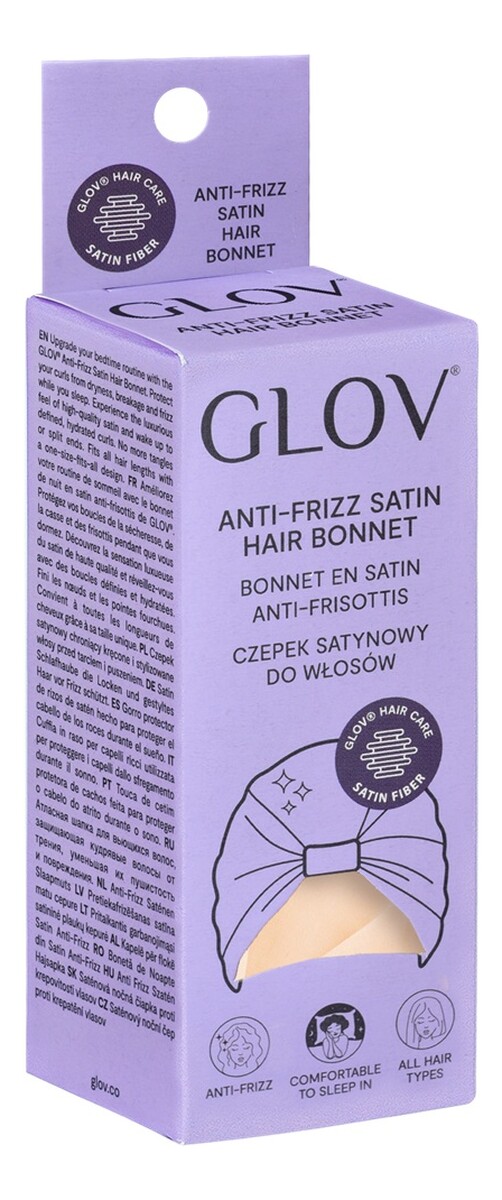 Czepek satynowy chroniący kręcone i stylizowane włosy przed tarciem i puszeniem champagne