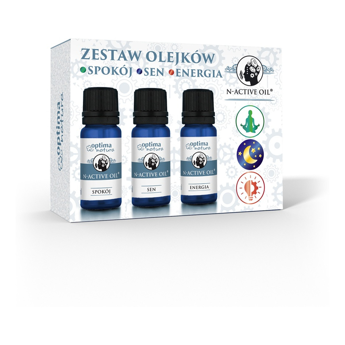 Optima Natura N-Active Oil zestaw olejków eterycznych Spokój + Sen + Energia 3x10ml