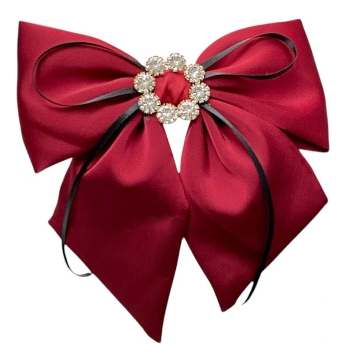 Spinka do włosów kokarda z diamencikami bordowa xl sp441bor