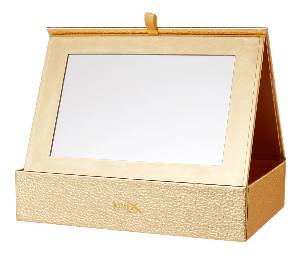 Makeup organizer box szkatułka z lusterkiem gold