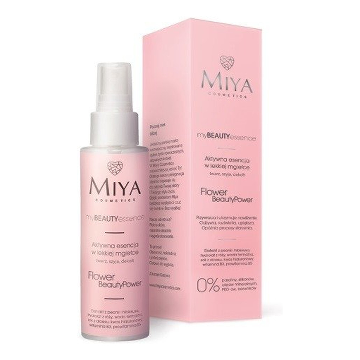 Miya Cosmetics My Beauty Essence Flower Beauty Power aktywna esencja w lekkiej mgiełce twarz szyja dekolt 100ml