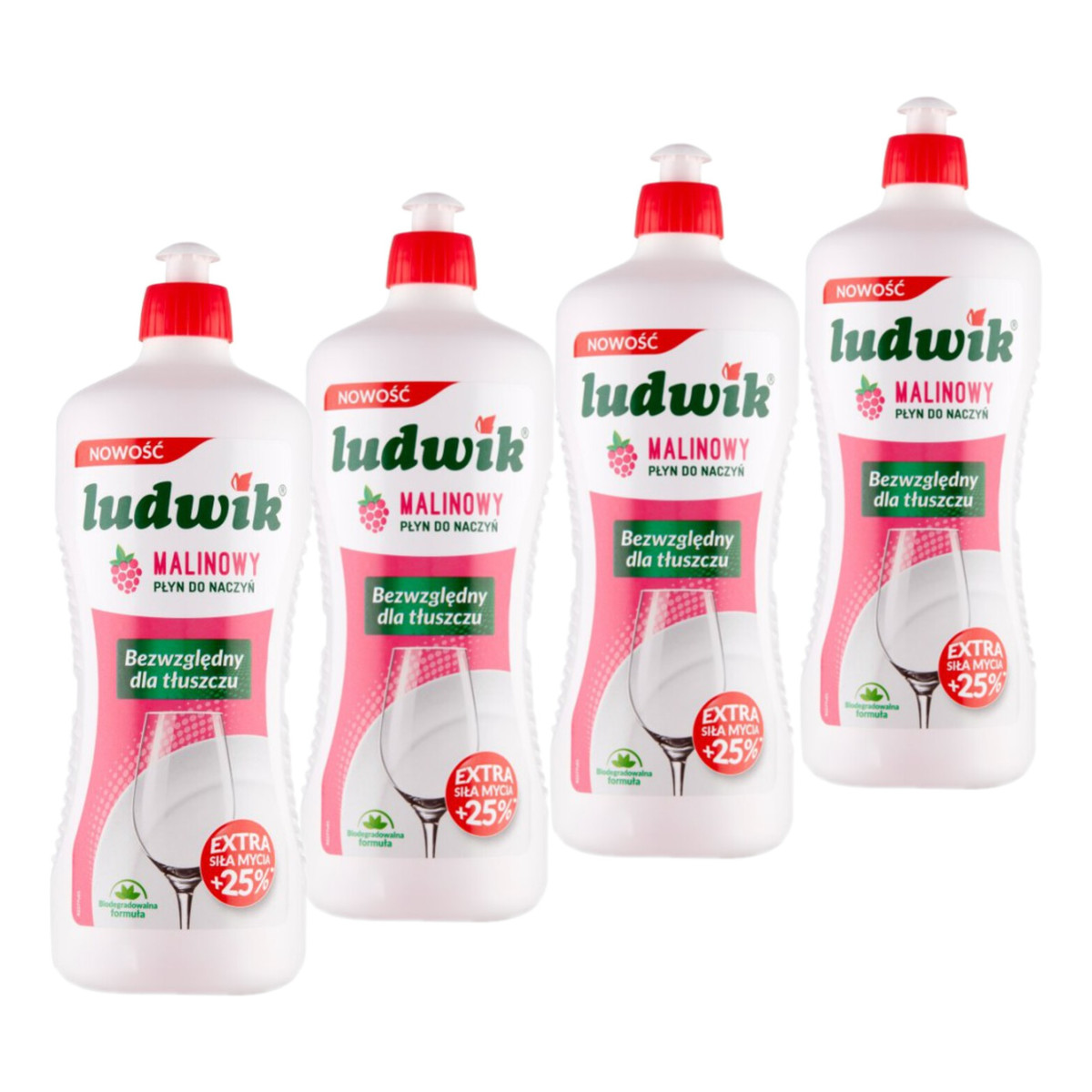 Ludwik Płyn do mycia naczyń Malina 4x900g