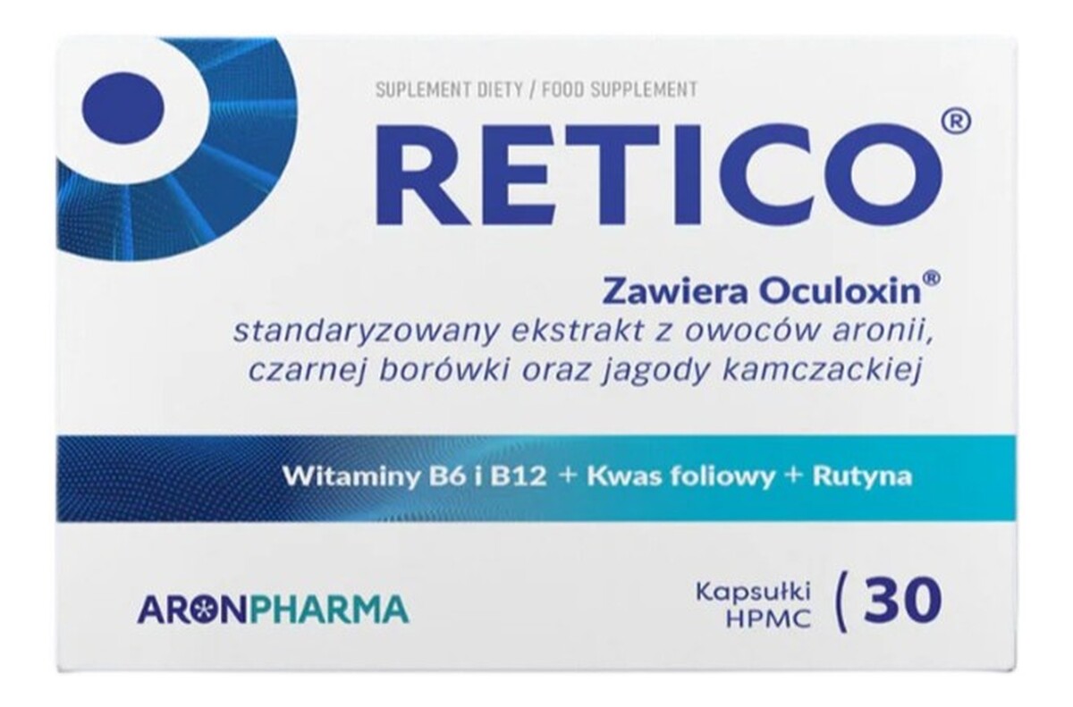 Retico wsparcie wzroku suplement diety 30 kapsułek