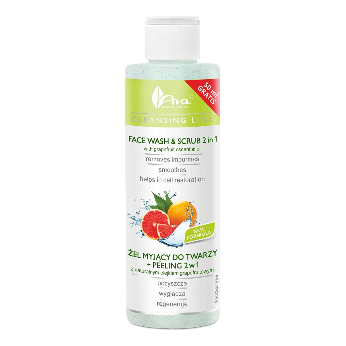 Ava Laboratorium Cleansing Line Żel myjący do twarzy + peeling 2w1 z naturalnym olejkiem grapefruitowym 200ml