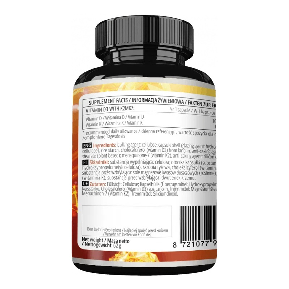 Apollo's Hegemony Vitamin D3 & K2 MK7 suplement diety 120 Kapsułek