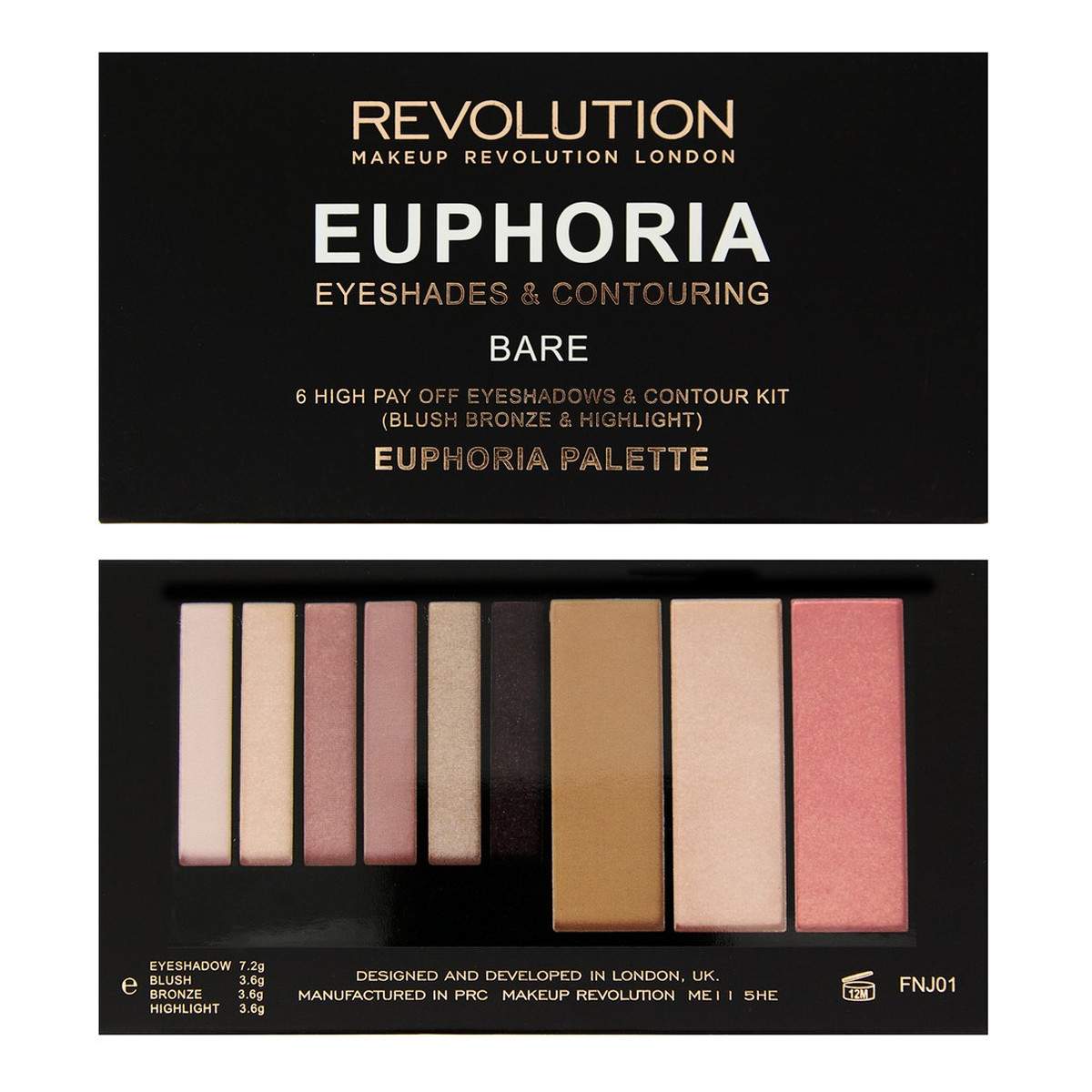 Makeup Revolution Euphoria Bare Paleta Cieni