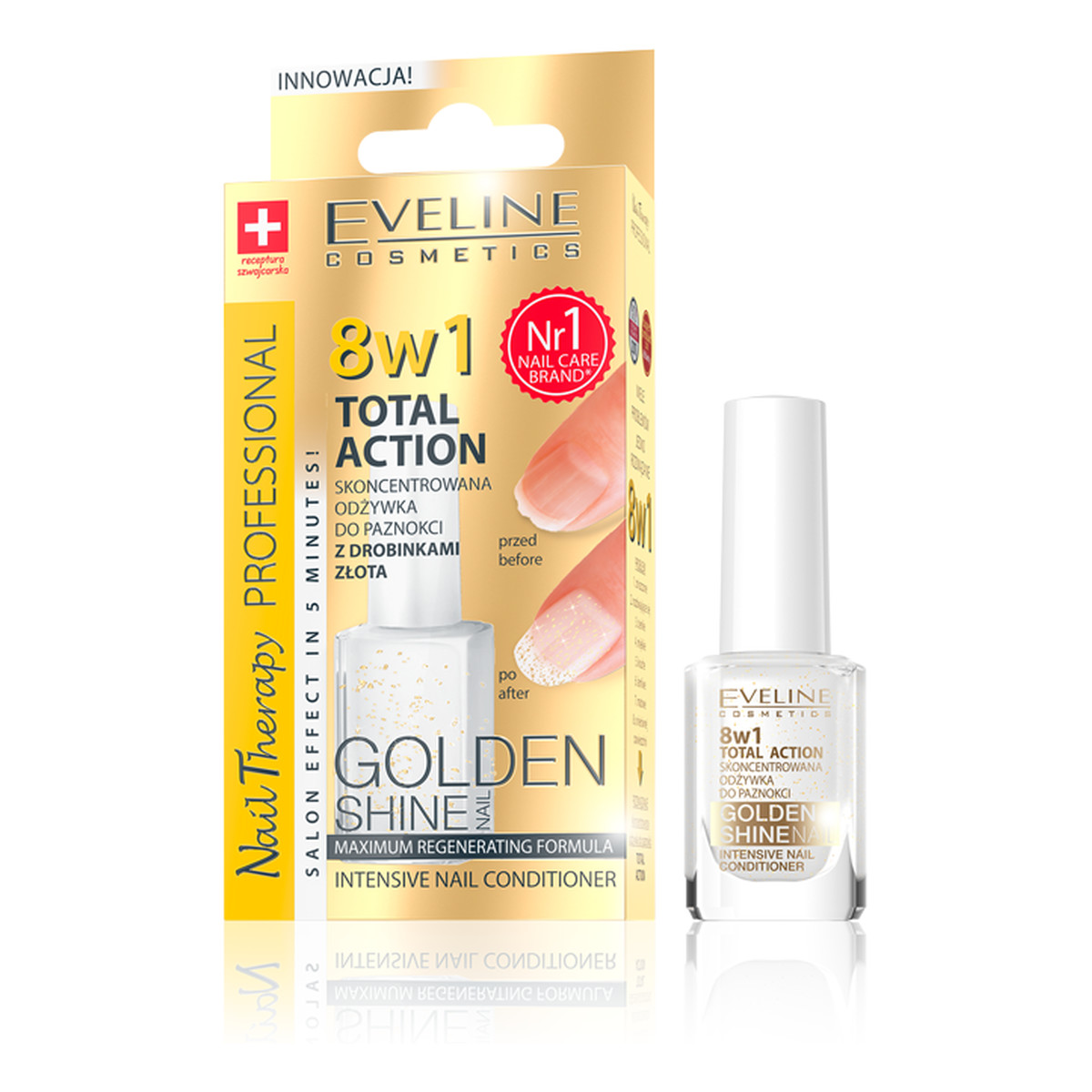 Eveline Nail Therapy Professional Odżywka Do Paznokci 8w1 Golden Shine 12ml