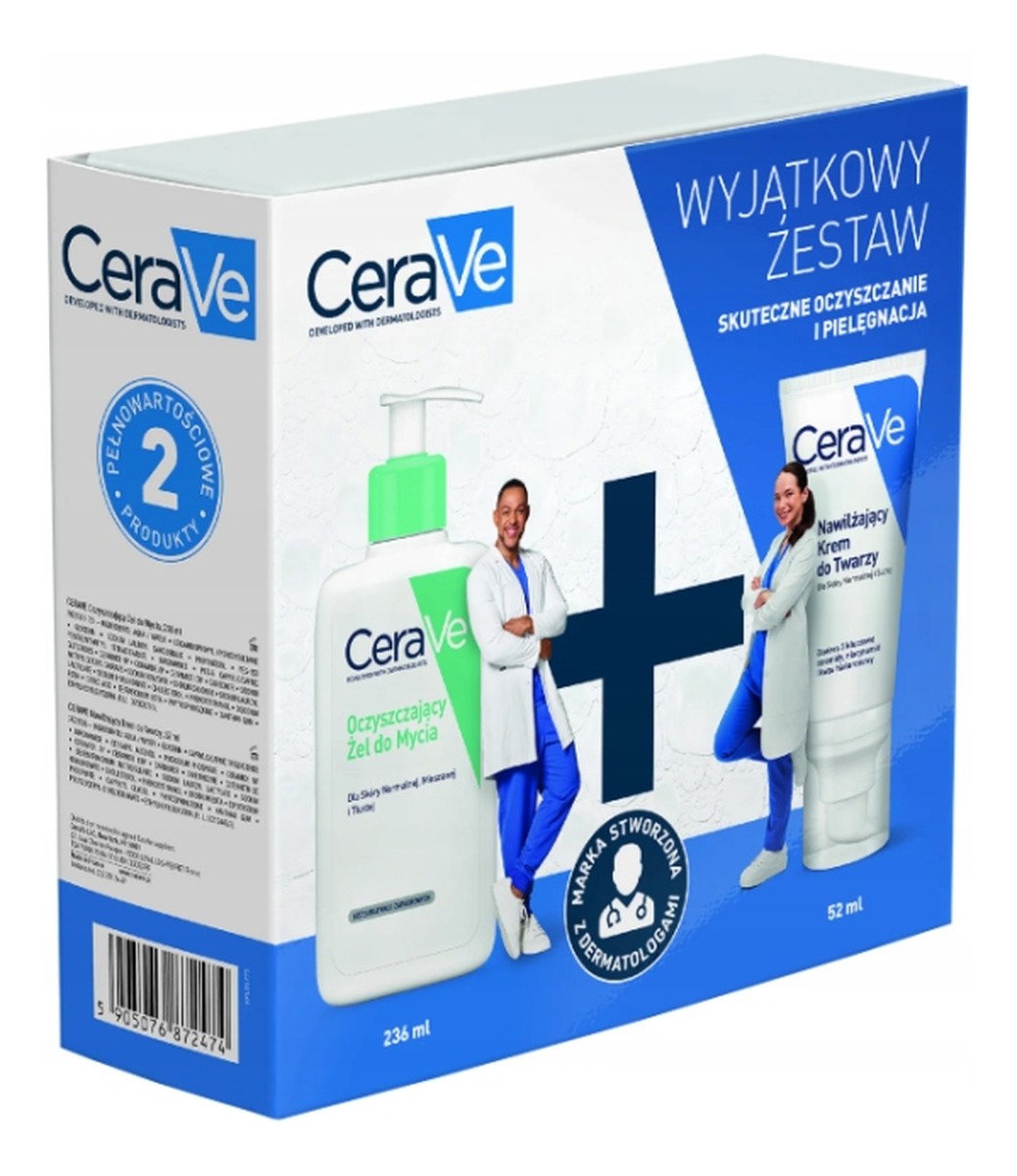 Zestaw oczyszczający żel do mycia 236ml + nawilżający krem do twarzy 52ml
